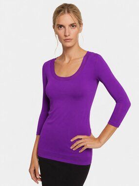 Wolford Stretch Top in Hyacinth Purple with Mesh Details New Tags Size Small